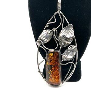 Sterling Silver & Amber Pendant